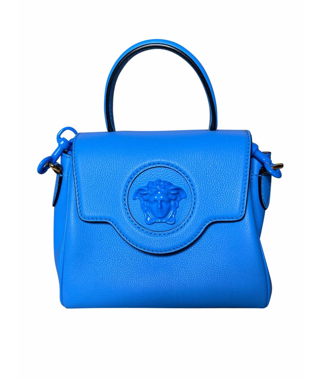 VERSACE Голубая кожаная сумка через плечо, фото 1