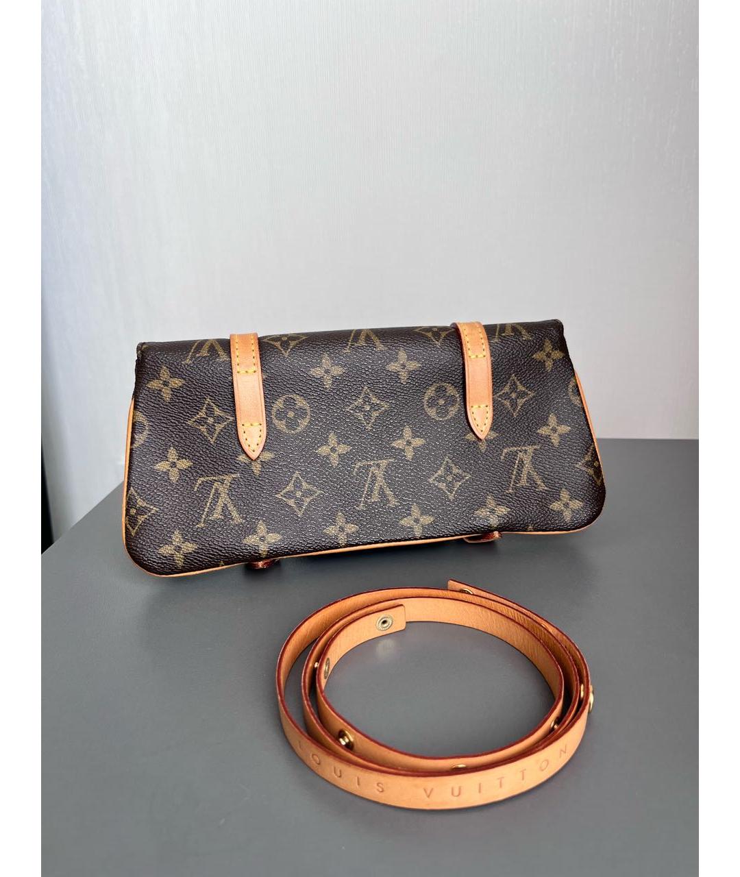 LOUIS VUITTON Коричневая кожаная поясная сумка, фото 3
