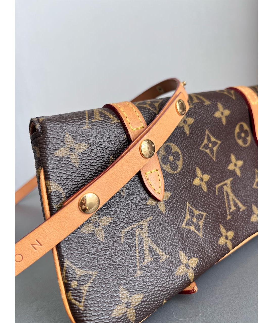 LOUIS VUITTON Коричневая кожаная поясная сумка, фото 7