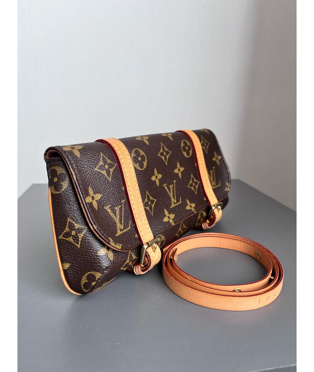 LOUIS VUITTON Коричневая кожаная поясная сумка, фото 2