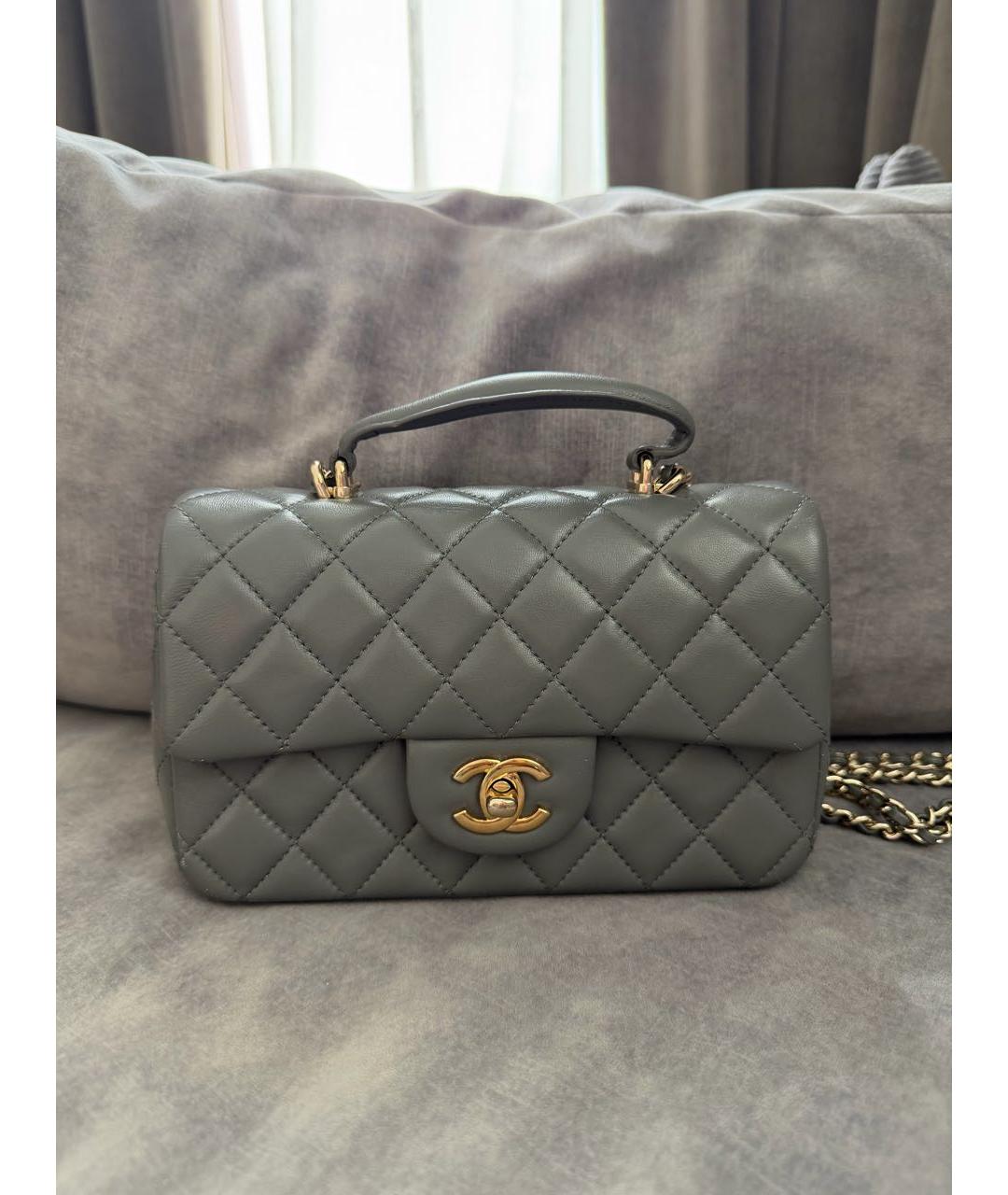 CHANEL Серая кожаная сумка через плечо, фото 8