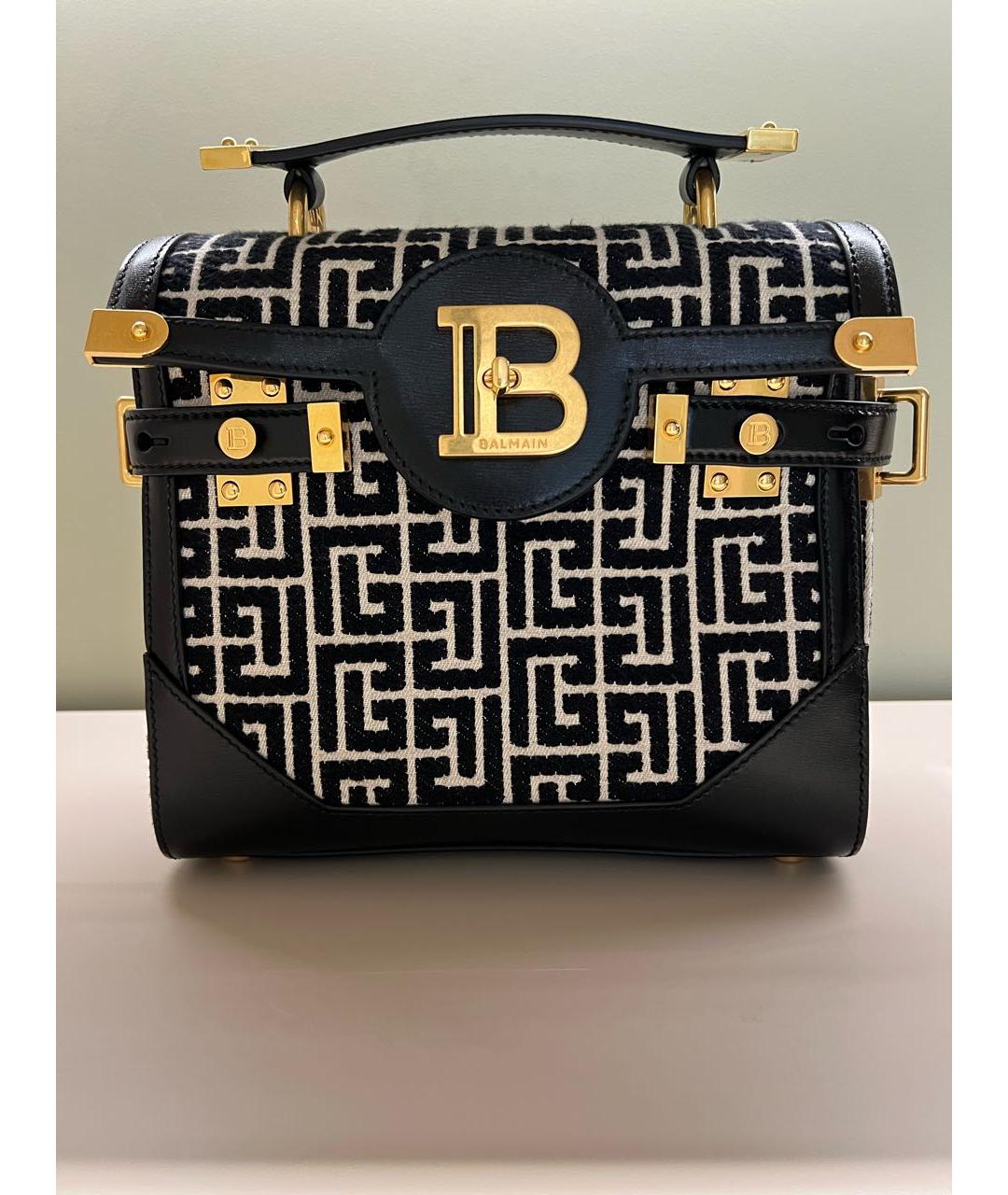 BALMAIN Темно-синяя жаккардовая сумка на плечо, фото 4
