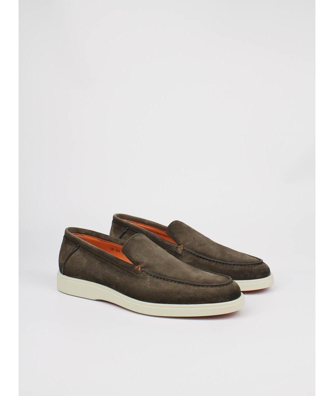 SANTONI Коричневые нубуковые лоферы, фото 2