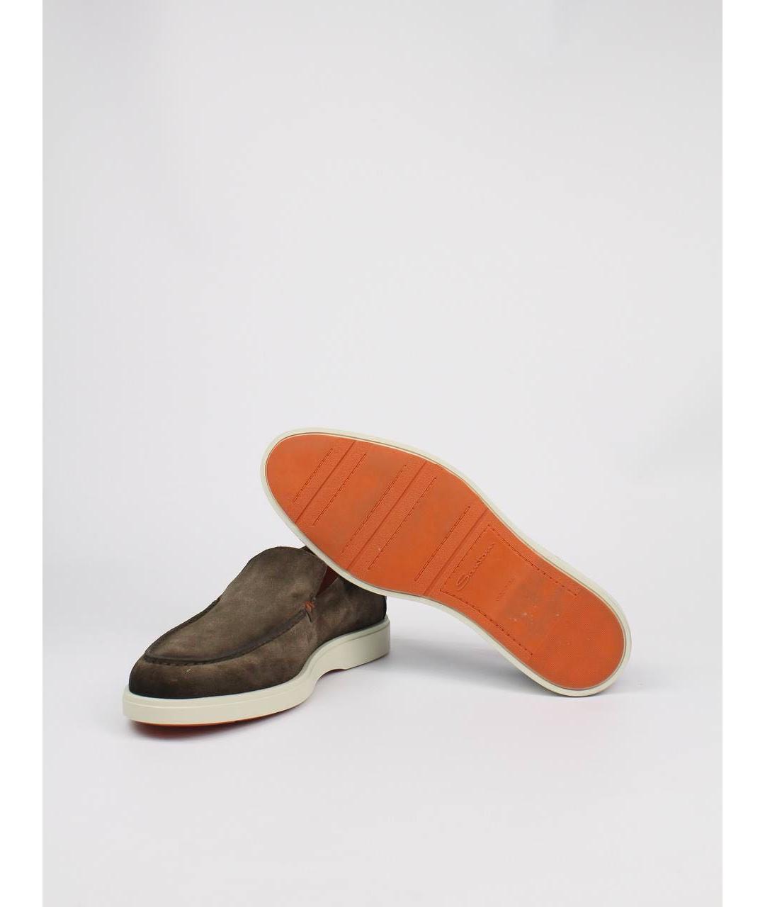 SANTONI Коричневые нубуковые лоферы, фото 8