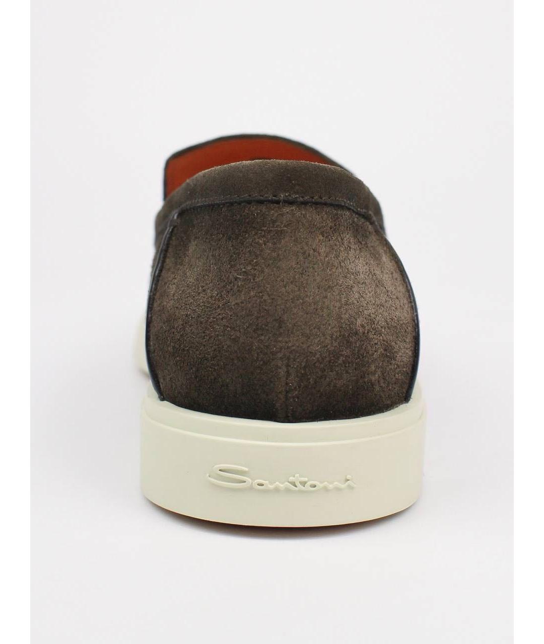 SANTONI Коричневые нубуковые лоферы, фото 4