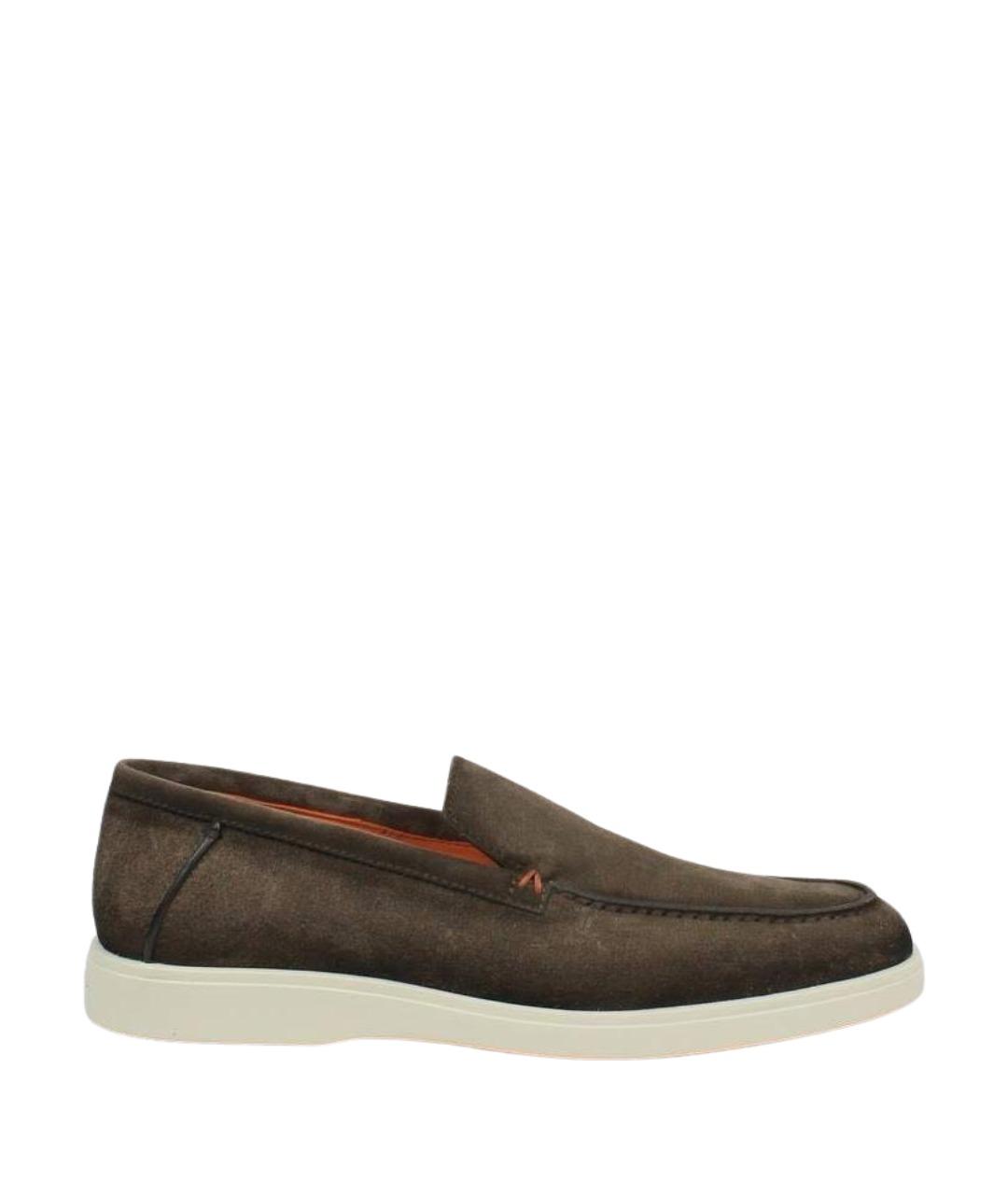 SANTONI Коричневые нубуковые лоферы, фото 1