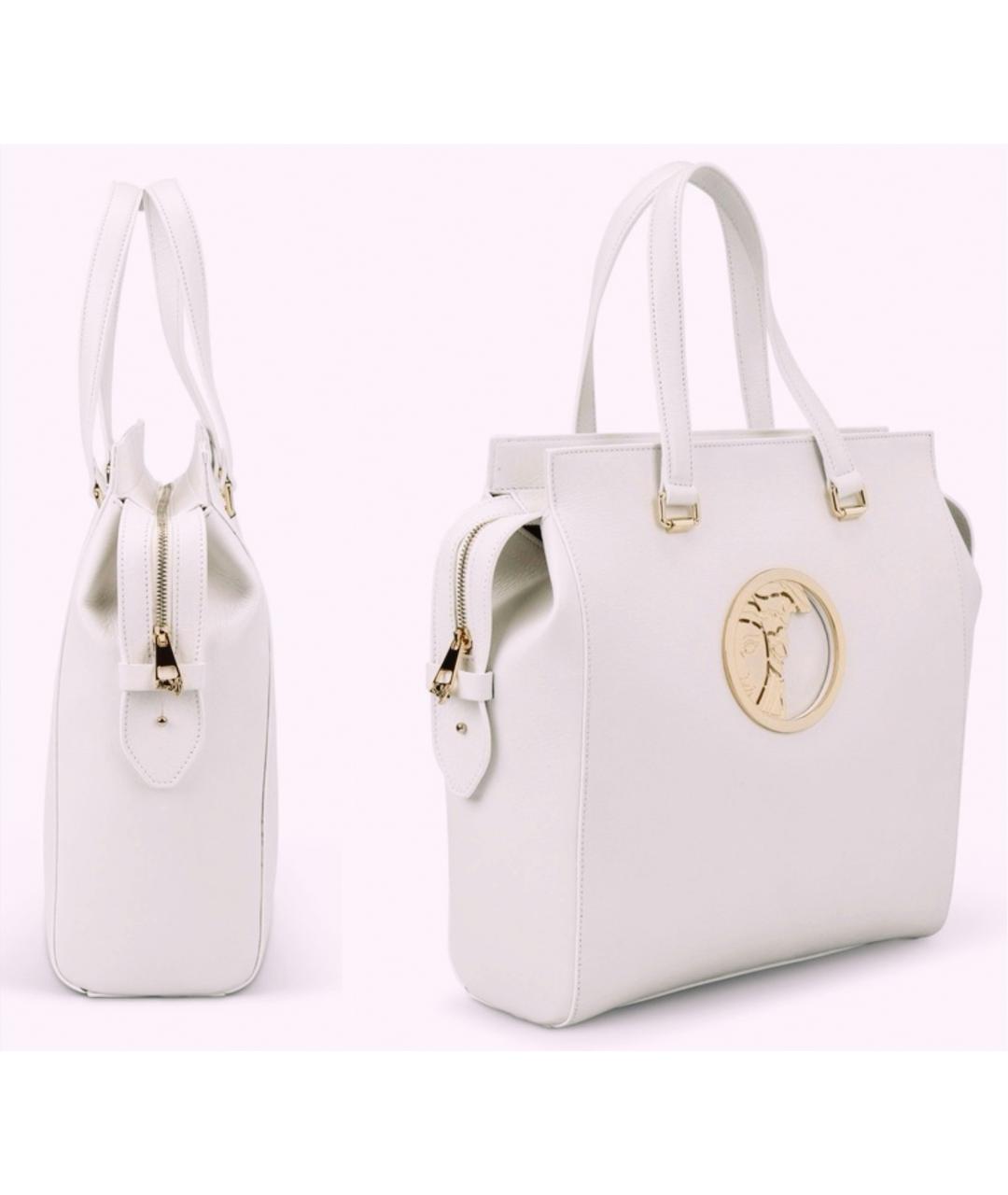 VERSACE COLLECTION Белая кожаная сумка с короткими ручками, фото 6