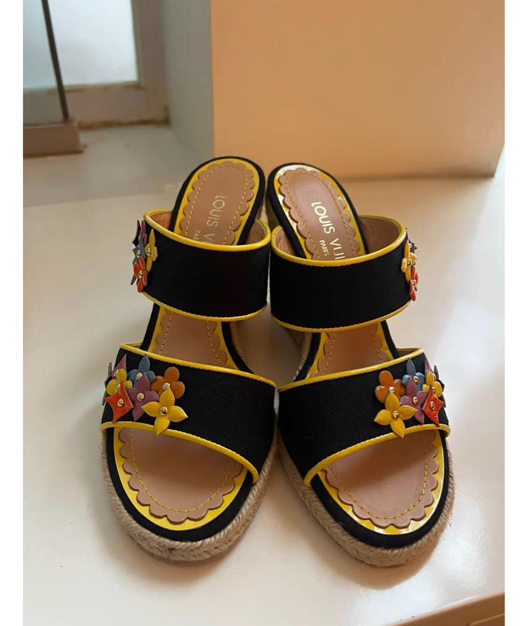 LOUIS VUITTON Черные кожаные сабо, фото 2