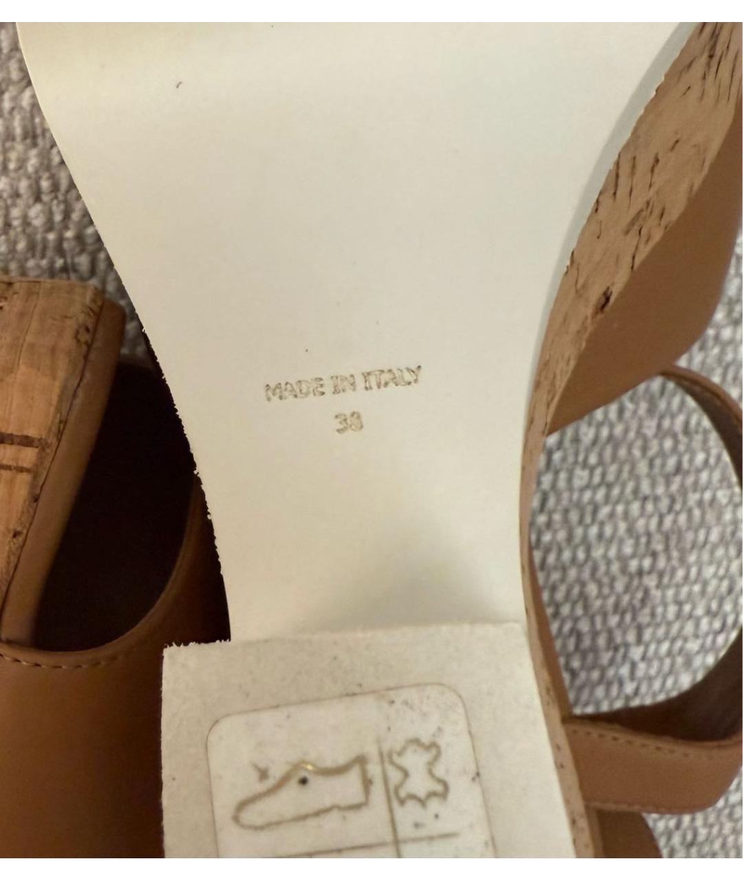 FENDI Коричневые кожаные босоножки, фото 6