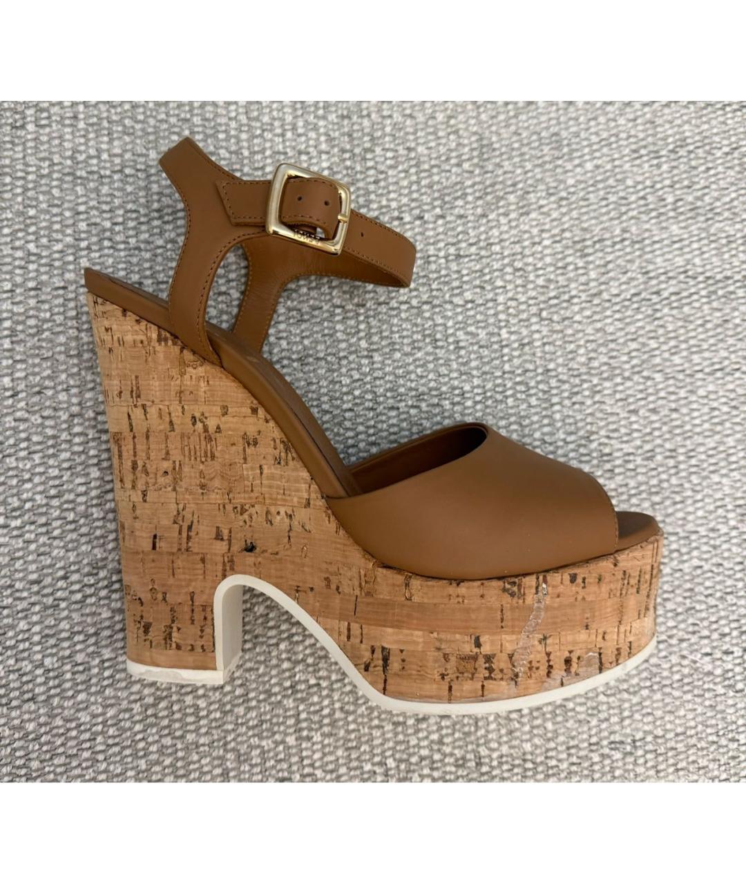 FENDI Коричневые кожаные босоножки, фото 9