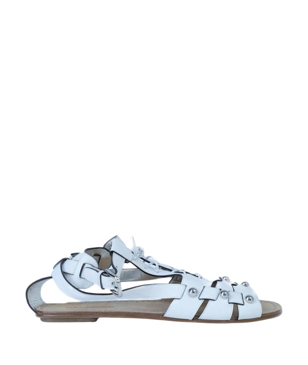 DOLCE&GABBANA Белые кожаные сандалии, фото 1