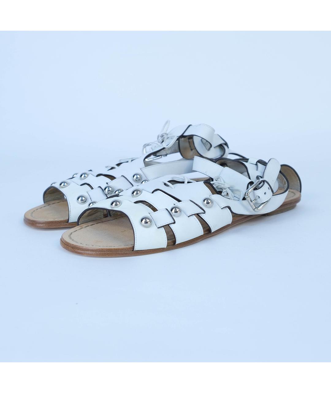 DOLCE&GABBANA Белые кожаные сандалии, фото 3