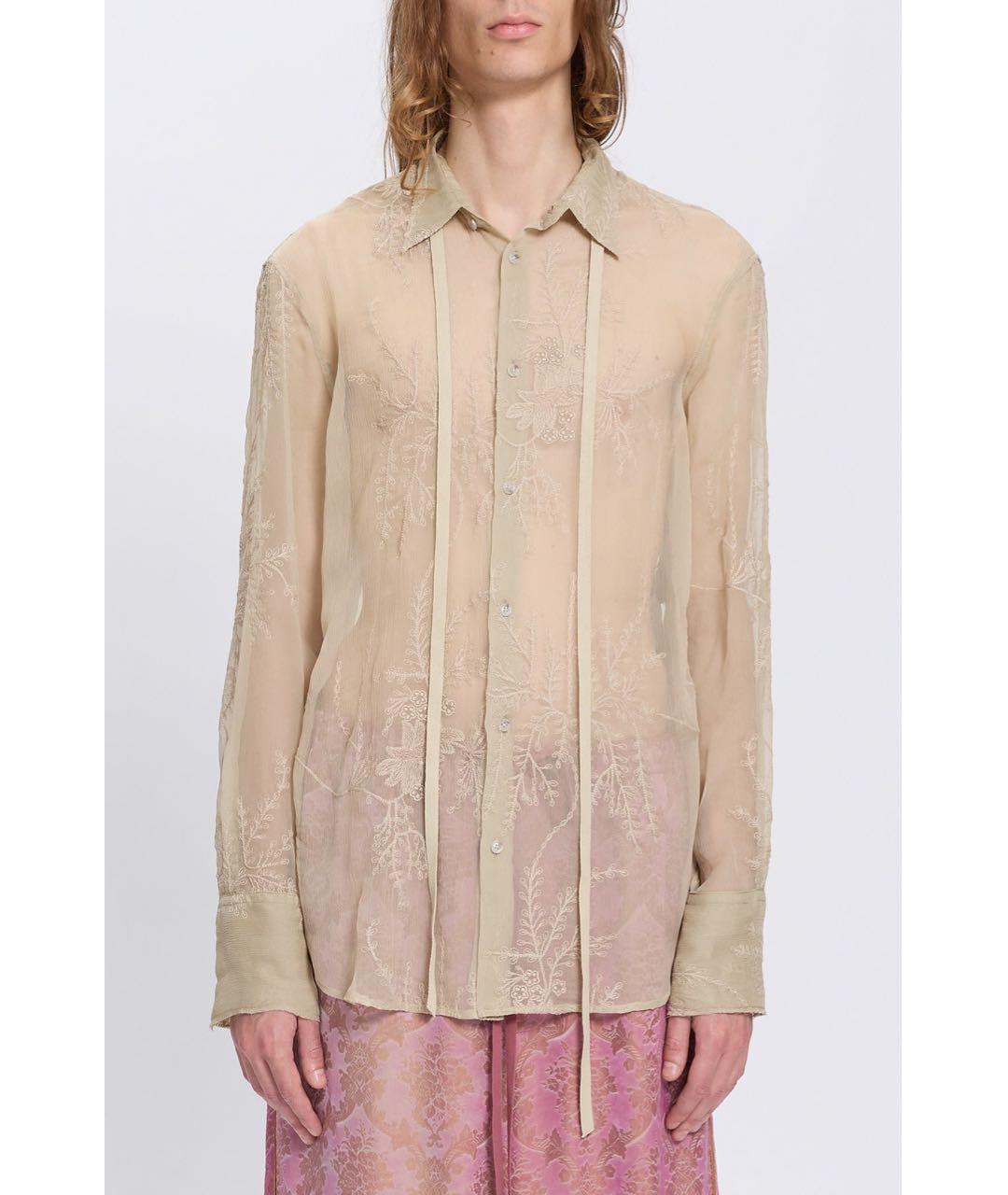 ANN DEMEULEMEESTER Бежевая хлопко-шелковая кэжуал рубашка, фото 3