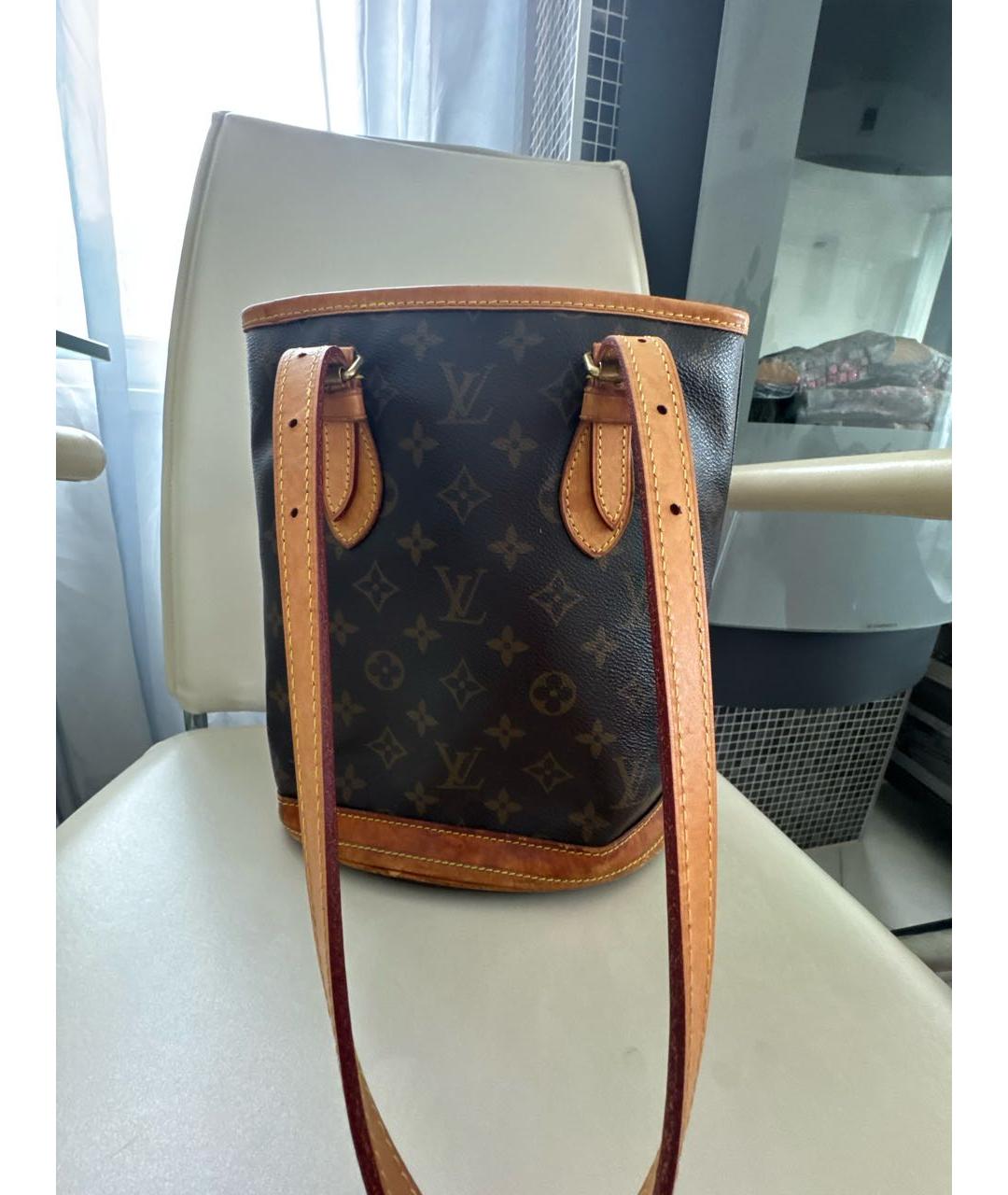 LOUIS VUITTON Коричневая кожаная сумка тоут, фото 3