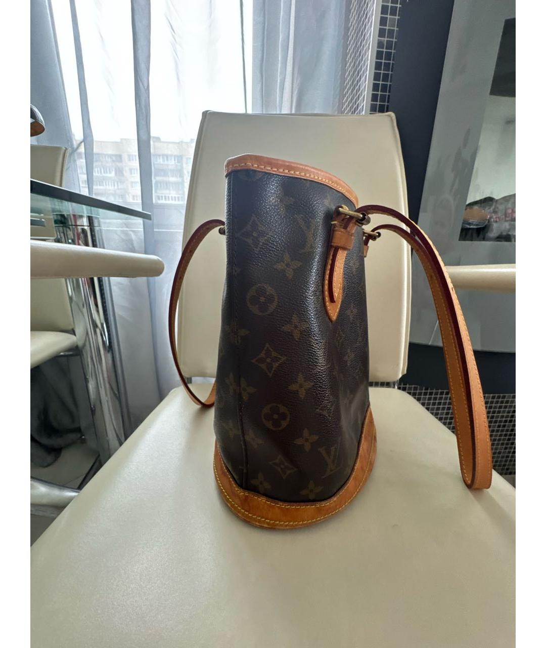 LOUIS VUITTON Коричневая кожаная сумка тоут, фото 2
