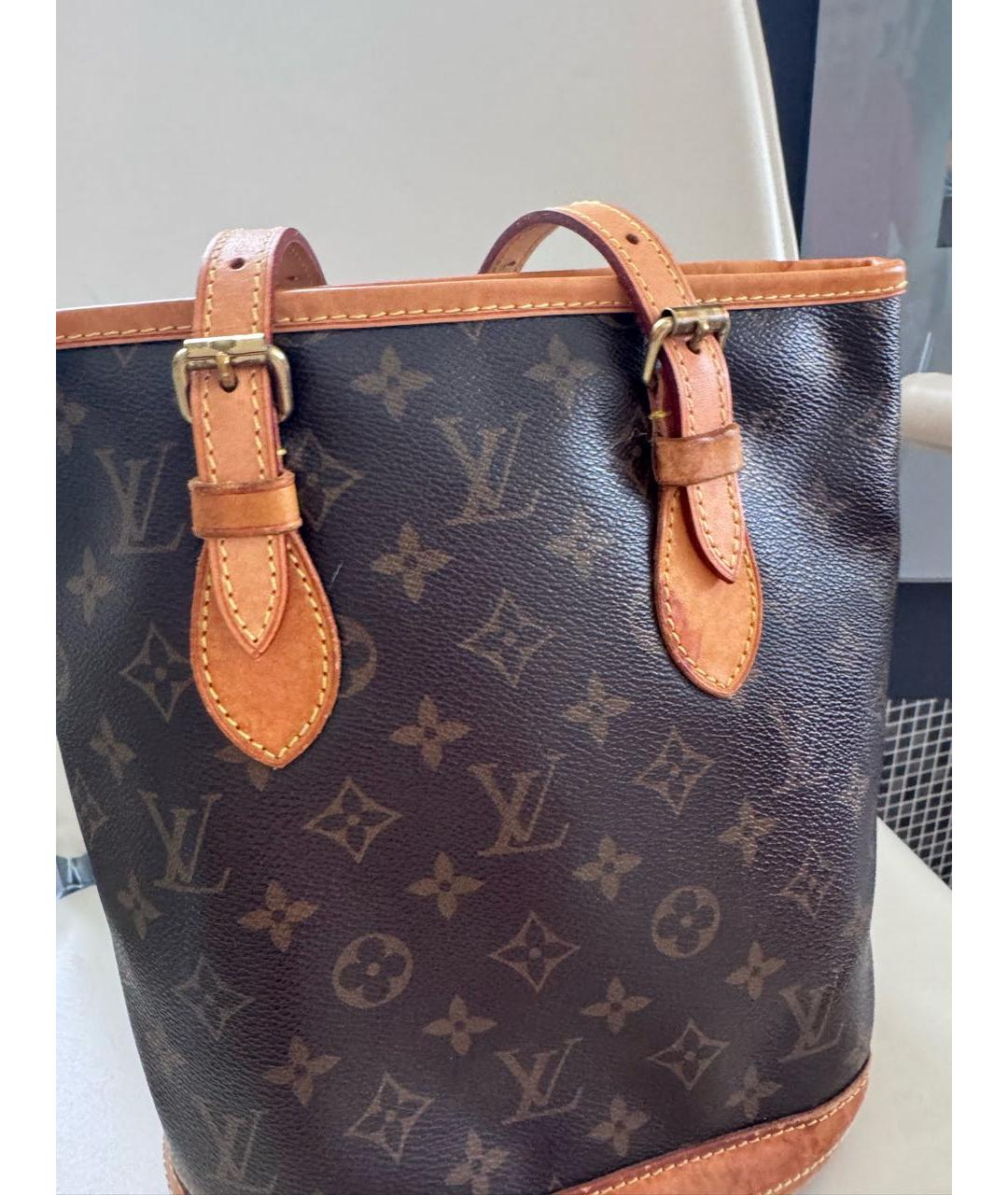 LOUIS VUITTON Коричневая кожаная сумка тоут, фото 5