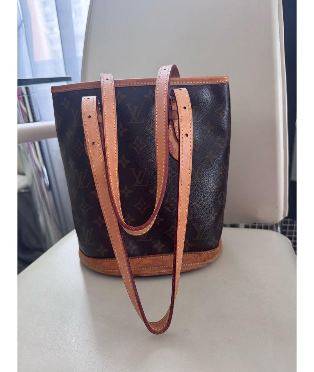 LOUIS VUITTON Коричневая кожаная сумка тоут, фото 6