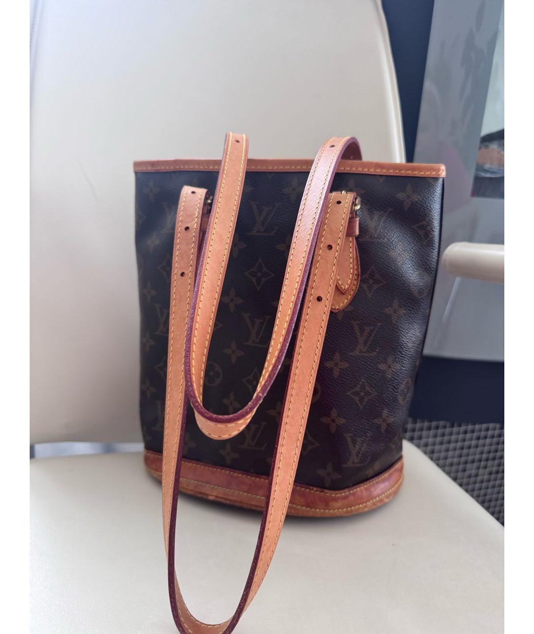 LOUIS VUITTON Коричневая кожаная сумка тоут, фото 7