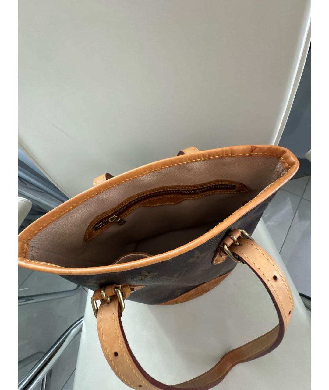 LOUIS VUITTON Коричневая кожаная сумка тоут, фото 4