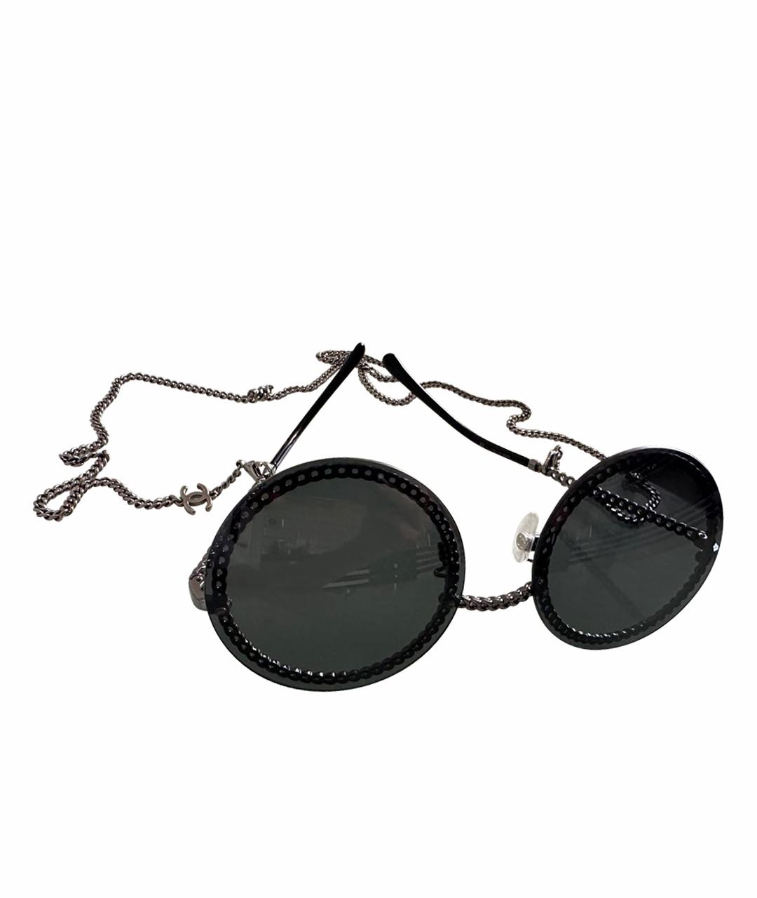 CHANEL Черные металлические солнцезащитные очки, фото 1