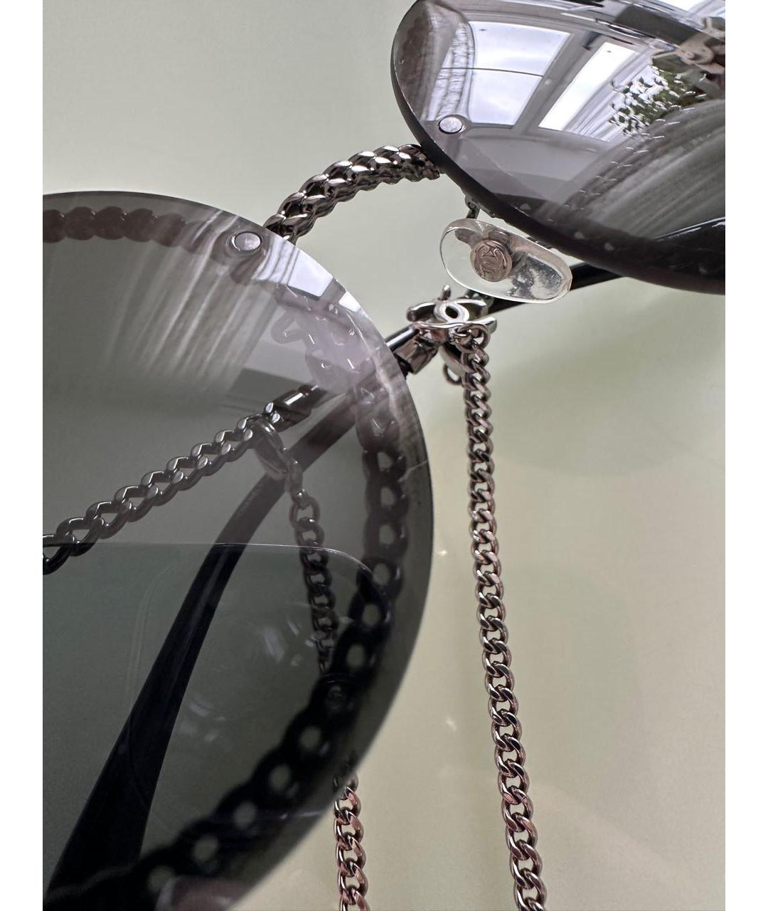 CHANEL Черные металлические солнцезащитные очки, фото 8