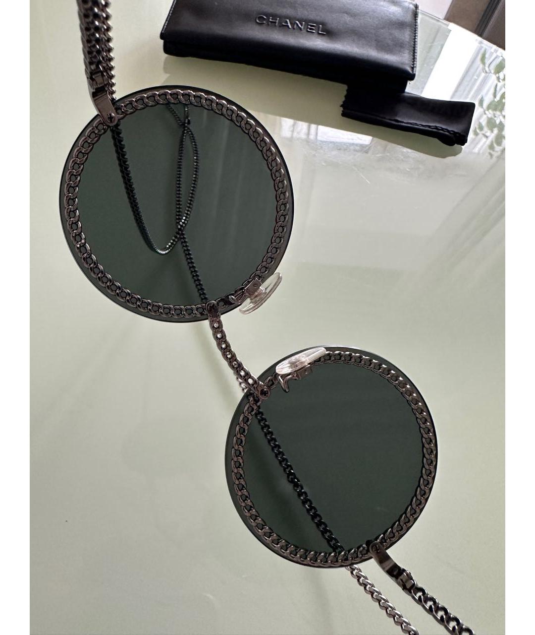 CHANEL Черные металлические солнцезащитные очки, фото 2