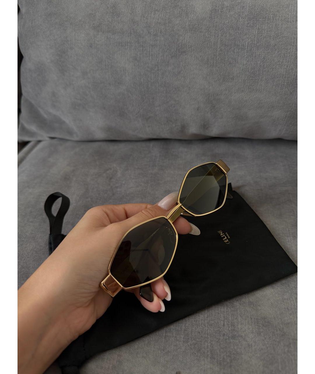 CELINE Коричневые металлические солнцезащитные очки, фото 5