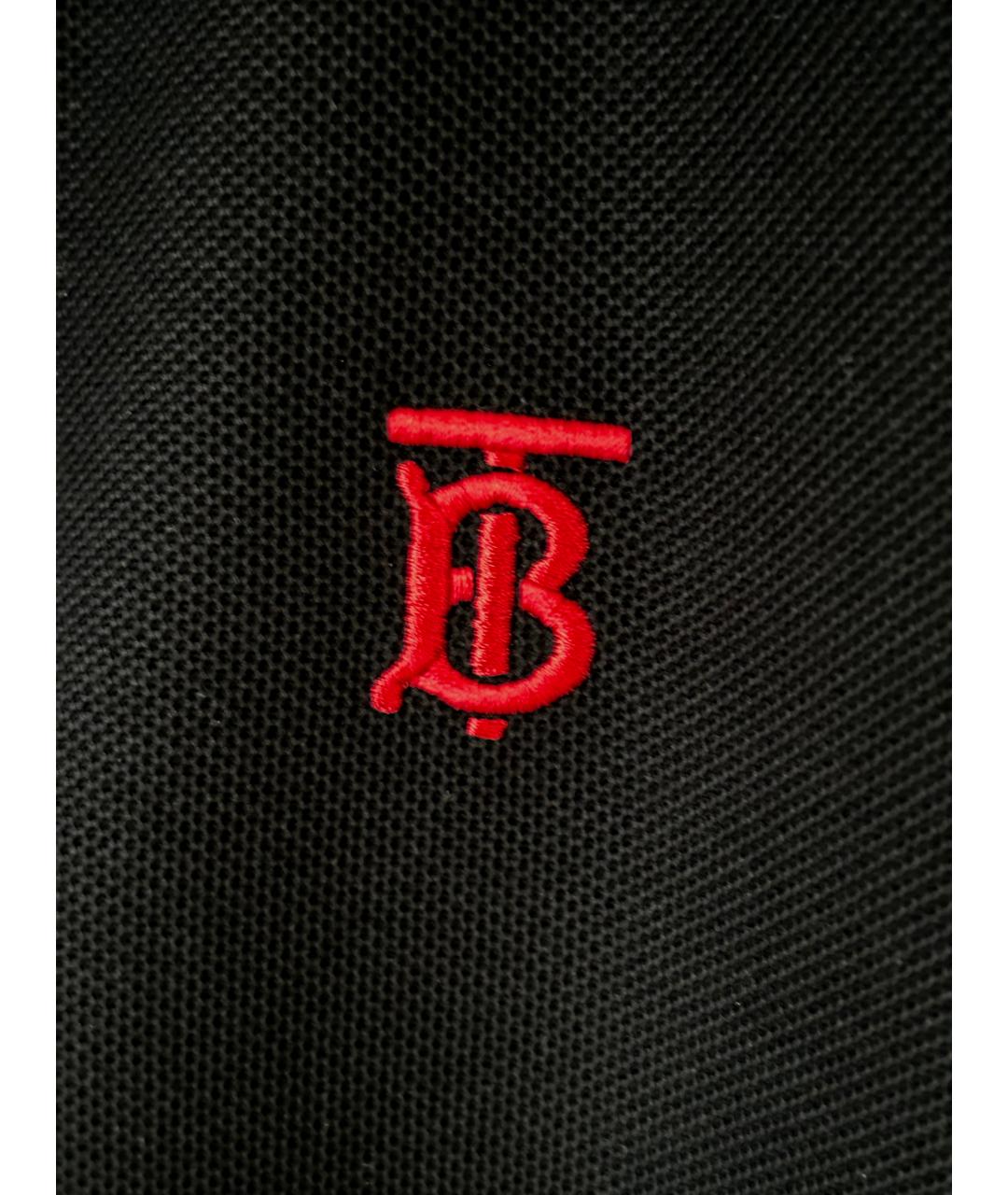 BURBERRY Черное хлопко-эластановое поло с коротким рукавом, фото 9