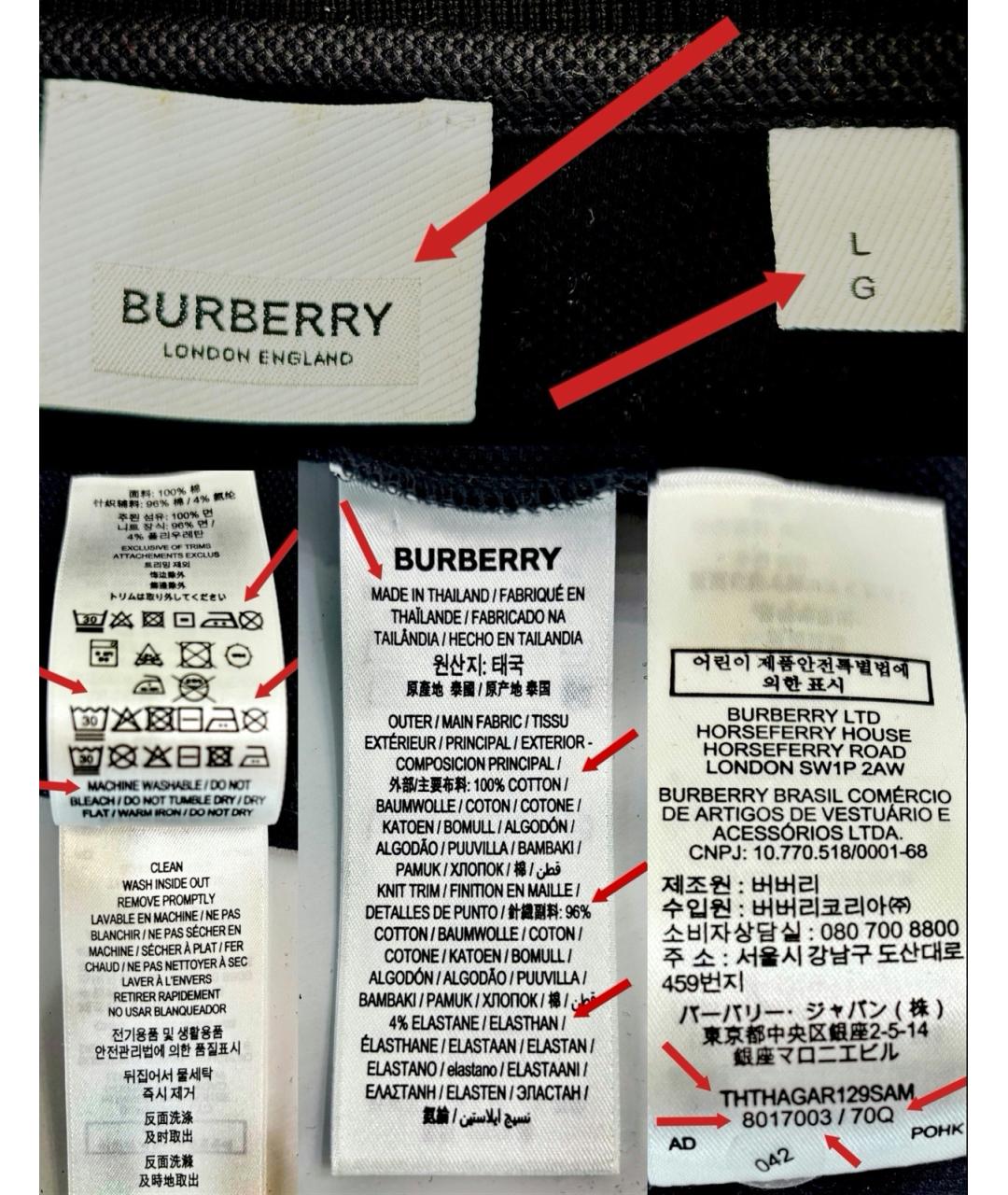 BURBERRY Черное хлопко-эластановое поло с коротким рукавом, фото 2