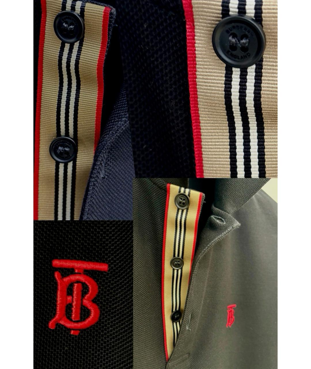 BURBERRY Черное хлопко-эластановое поло с коротким рукавом, фото 9