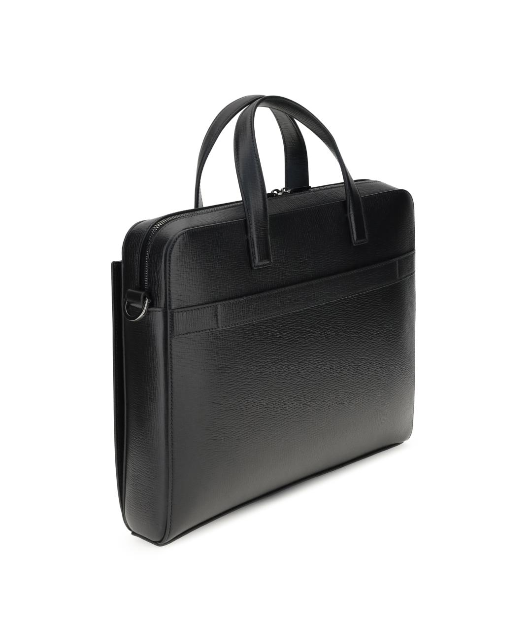 FERRAGAMO Черный кожаный портфель, фото 3