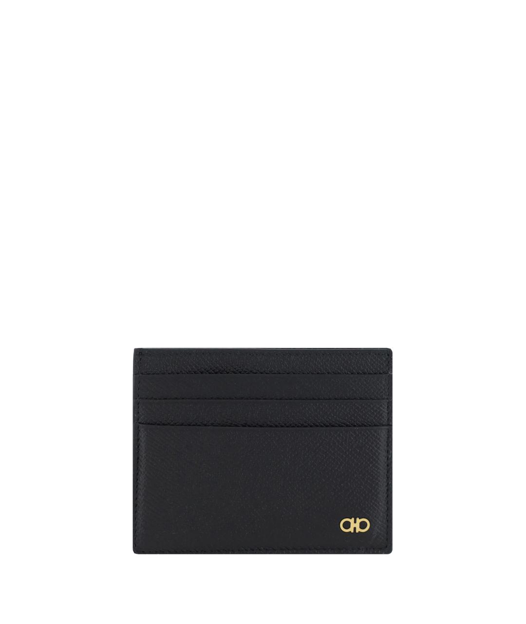 FERRAGAMO Черный кожаный кошелек, фото 1