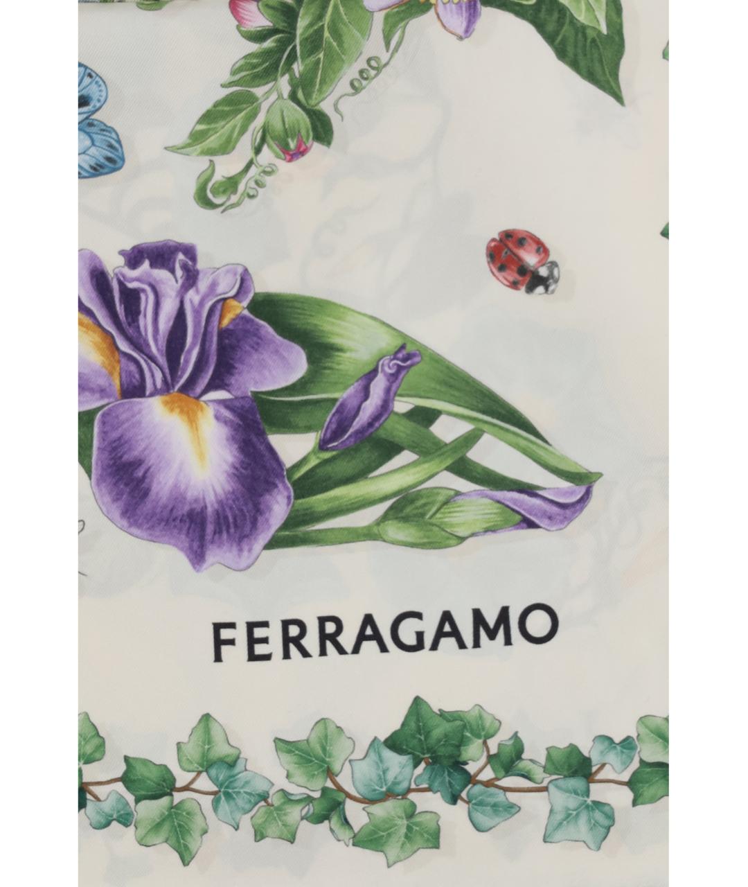 FERRAGAMO Бежевый шелковый платок, фото 3