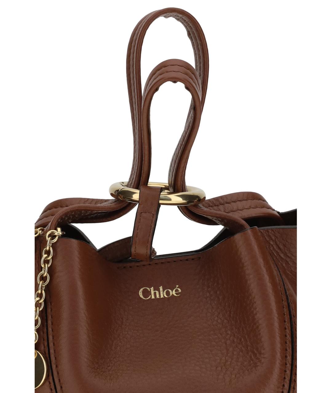 CHLOE Коричневая кожаная сумка через плечо, фото 4