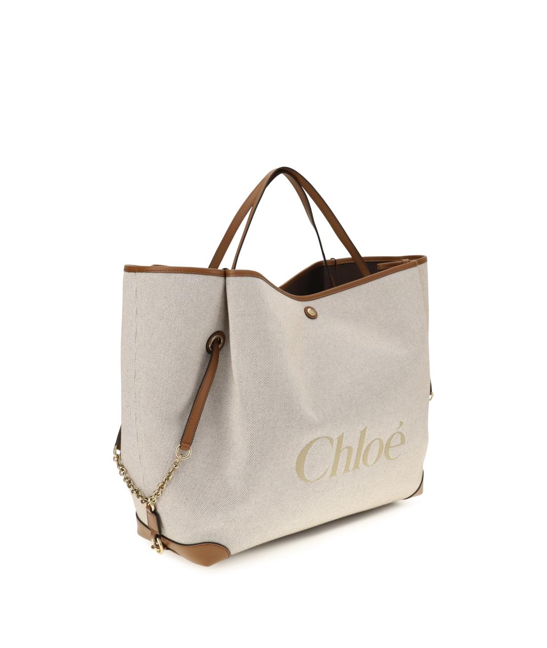 CHLOE Коричневая хлопковая сумка тоут, фото 2