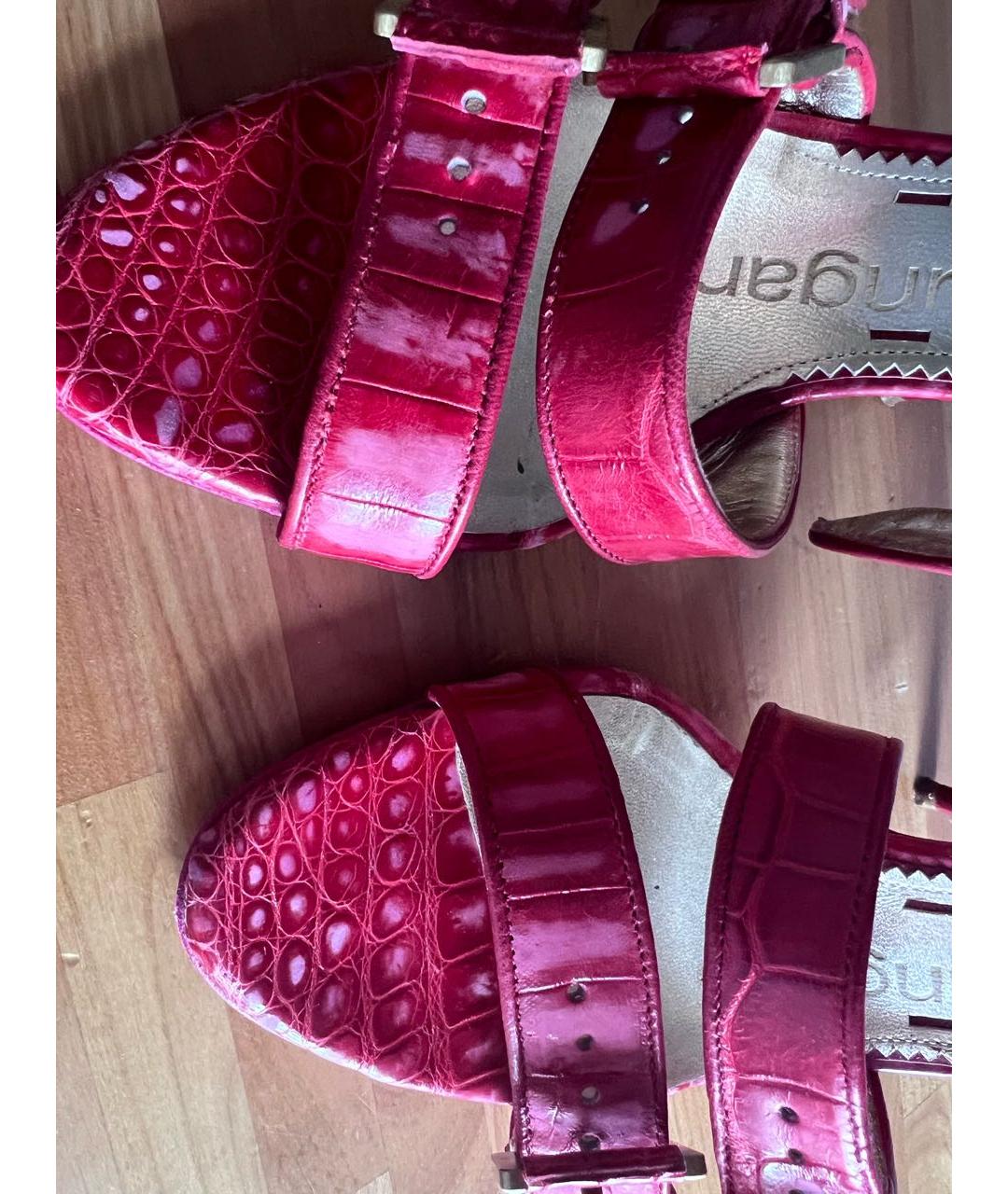 UNGARO Коралловые босоножки из экзотической кожи, фото 5