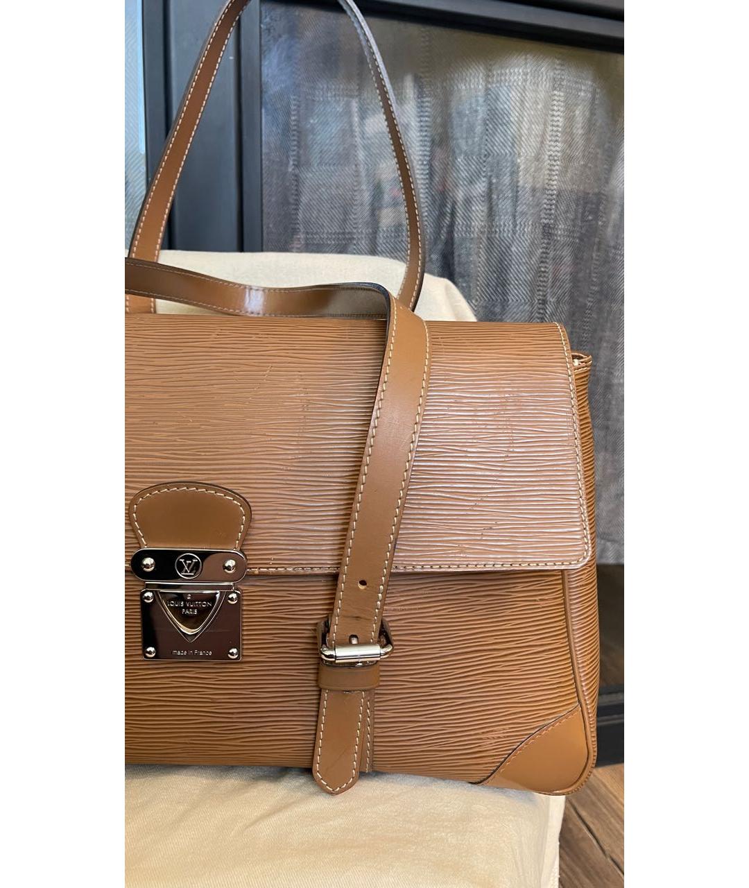 LOUIS VUITTON Бежевая кожаная сумка с короткими ручками, фото 7