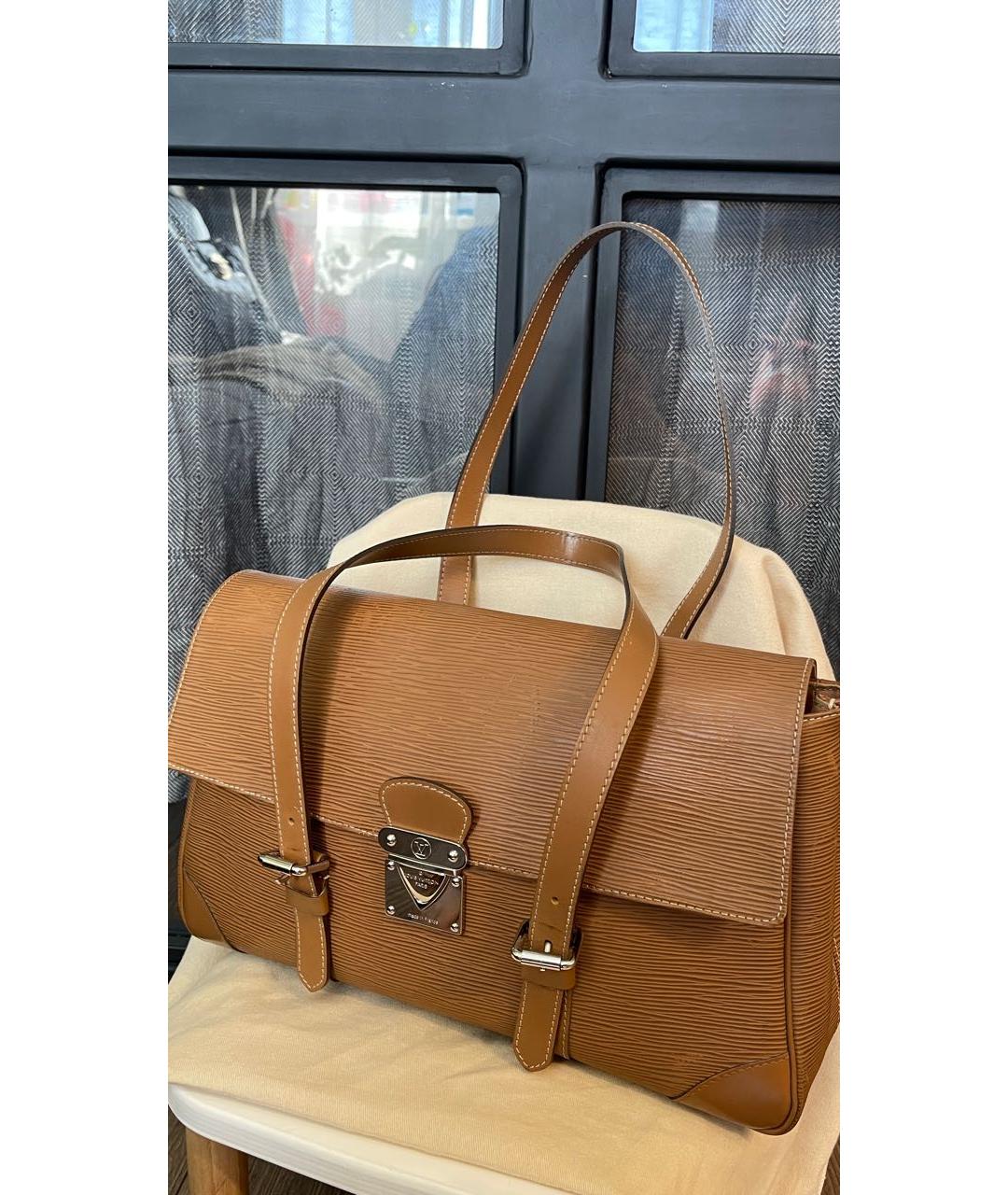 LOUIS VUITTON Бежевая кожаная сумка с короткими ручками, фото 2