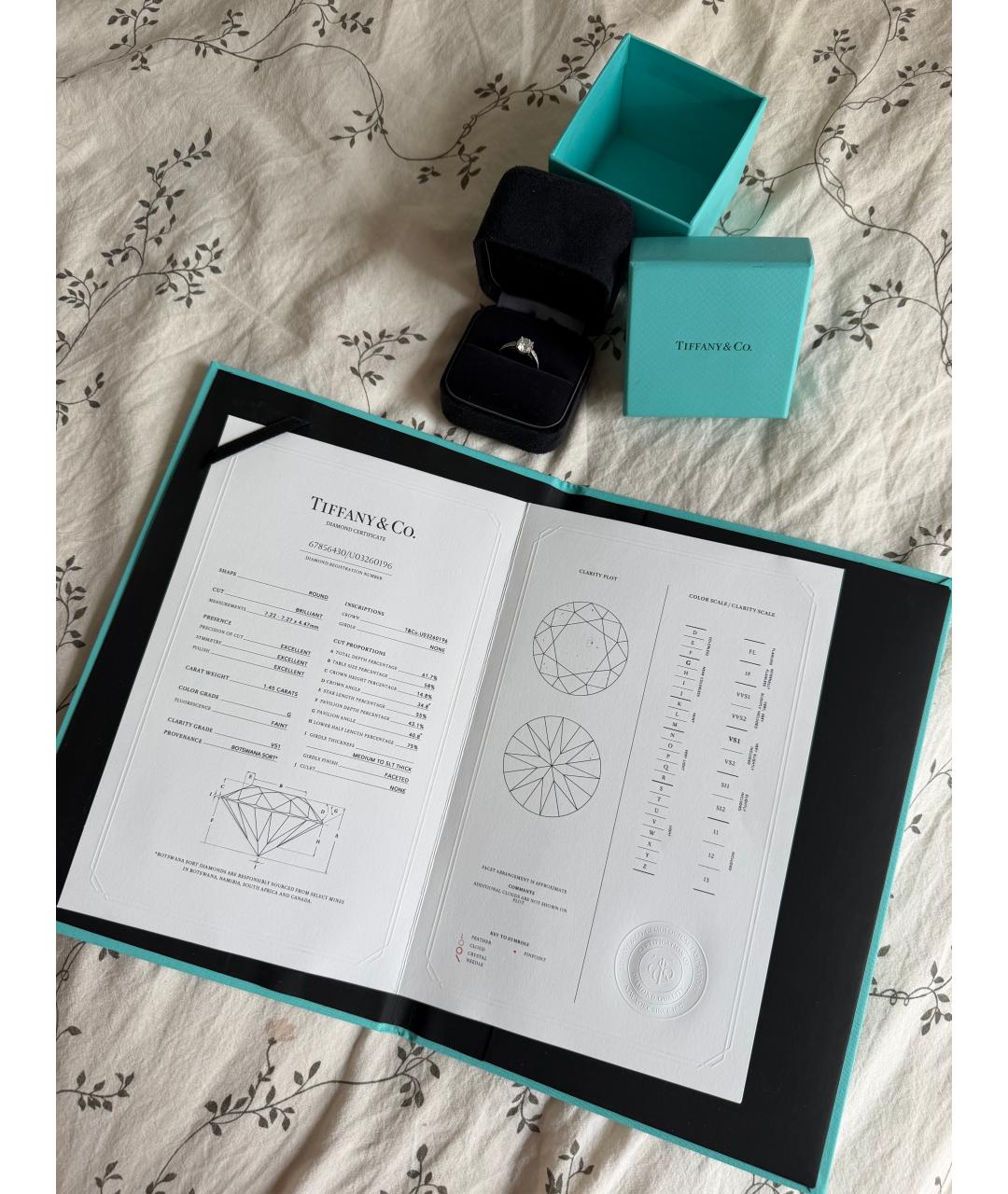 TIFFANY&CO Белое платиновое кольцо, фото 3