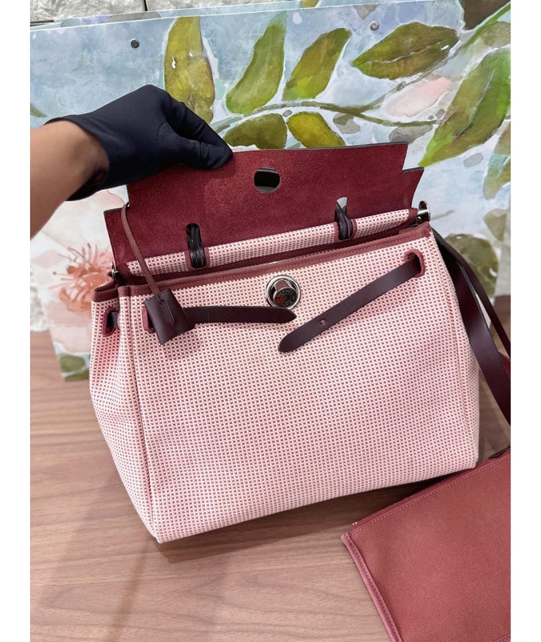 HERMES Бордовая плетеная сумка через плечо, фото 5