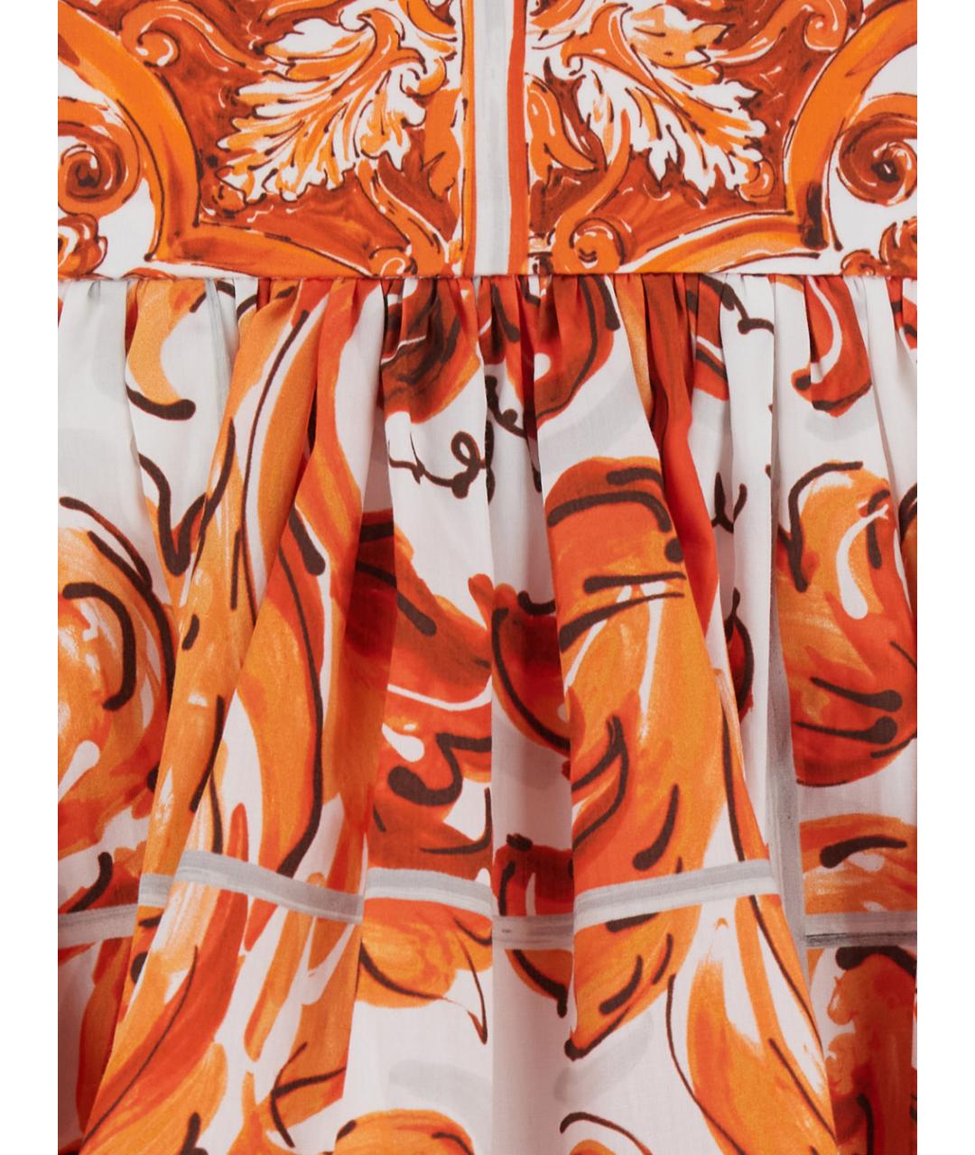 DOLCE&GABBANA Оранжевая хлопковая юбка мини, фото 3