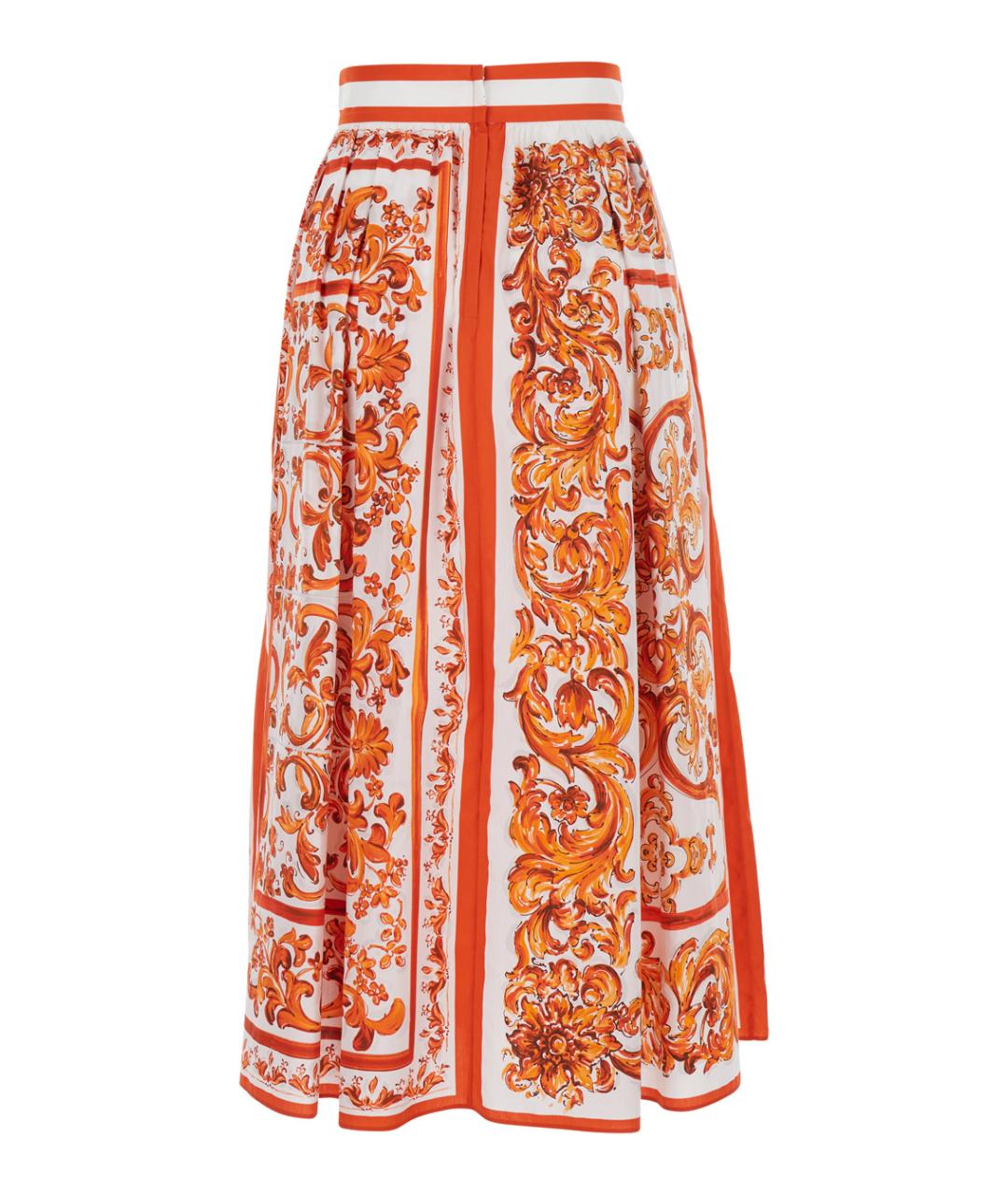 DOLCE&GABBANA Оранжевая хлопковая юбка миди, фото 2