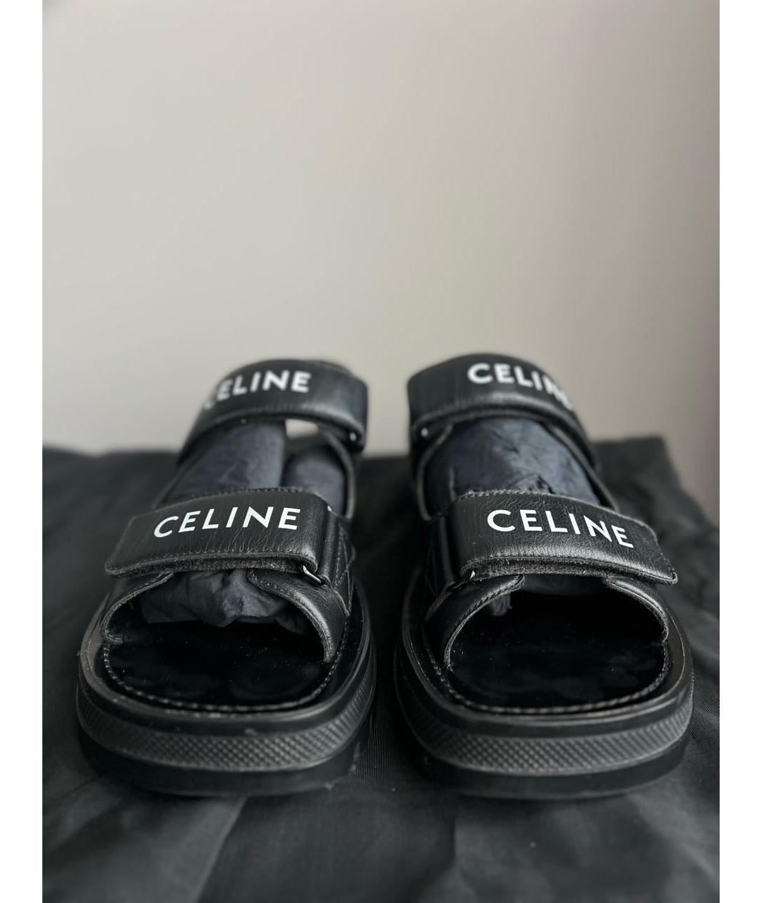 CELINE Черные кожаные сандалии, фото 2