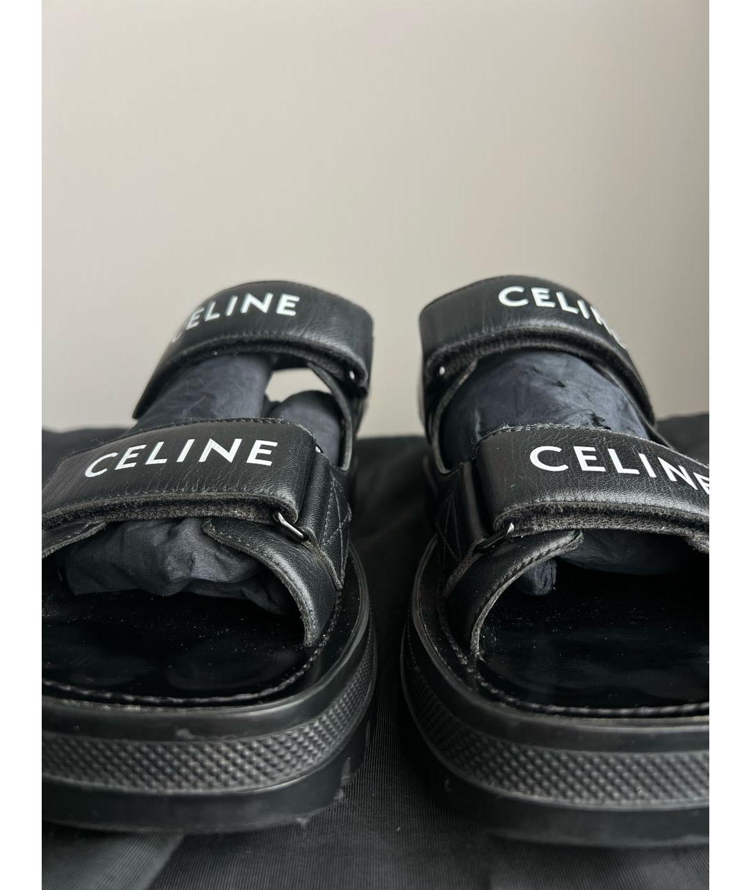 CELINE Черные кожаные сандалии, фото 6