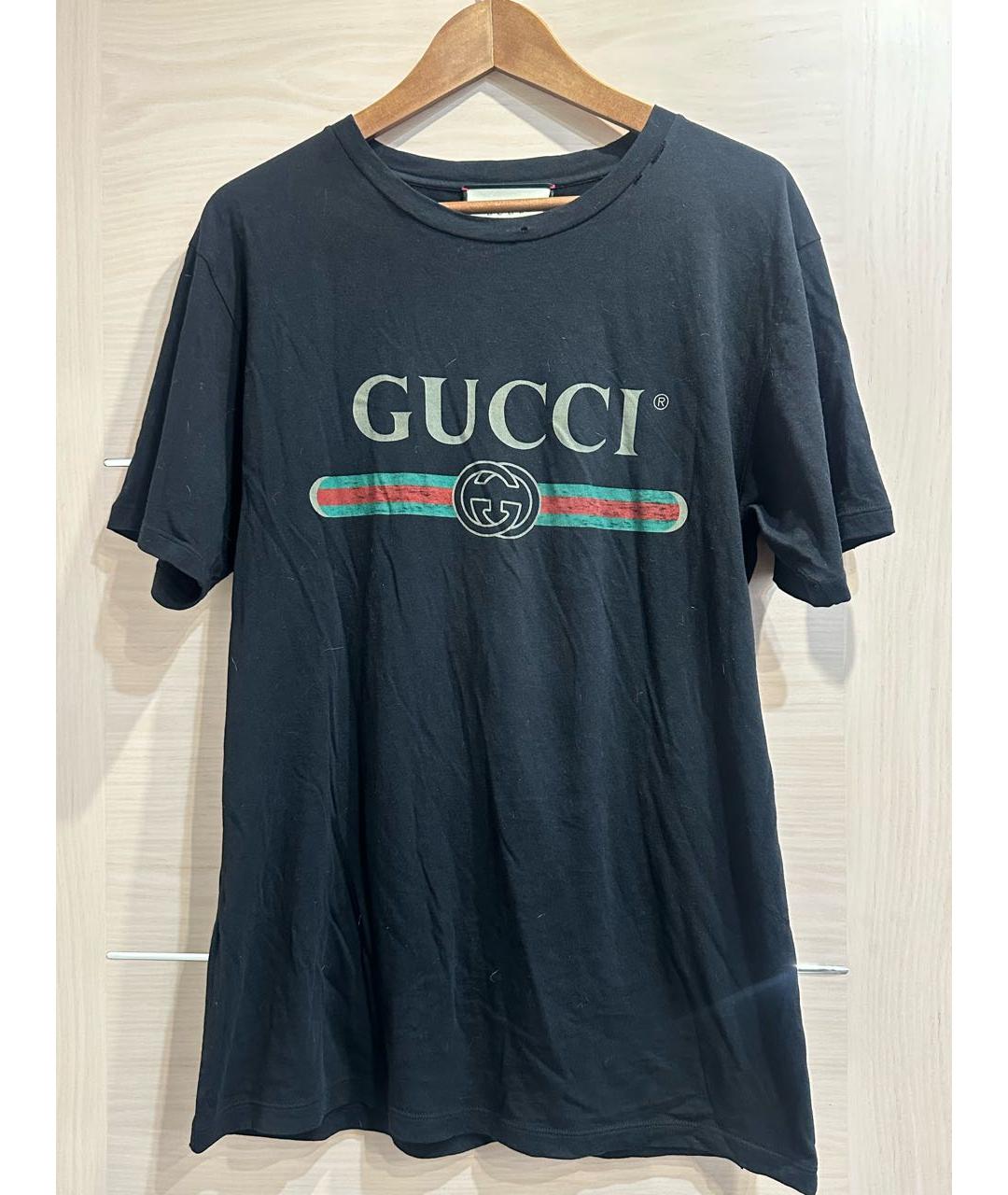 GUCCI Черная хлопковая футболка, фото 5