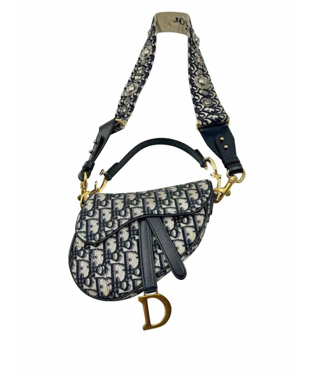 CHRISTIAN DIOR Темно-синяя жаккардовая сумка через плечо, фото 1