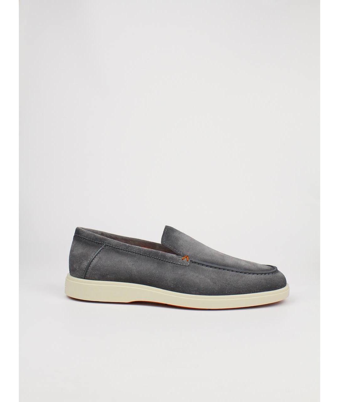 SANTONI Серые нубуковые лоферы, фото 9