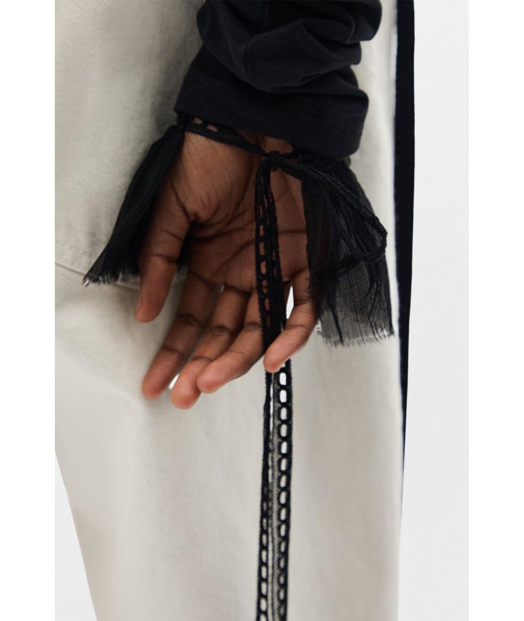 ANN DEMEULEMEESTER Черные шелковые митенки, фото 5