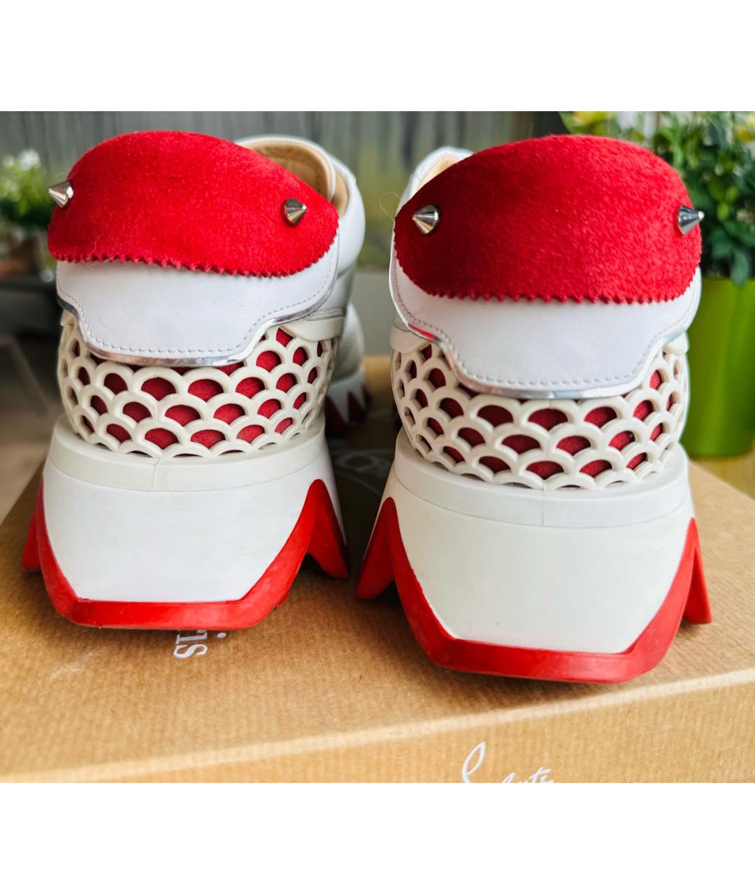 CHRISTIAN LOUBOUTIN Белые кожаные кеды, фото 4