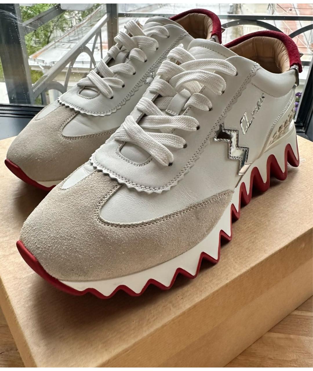 CHRISTIAN LOUBOUTIN Белые кожаные кеды, фото 2